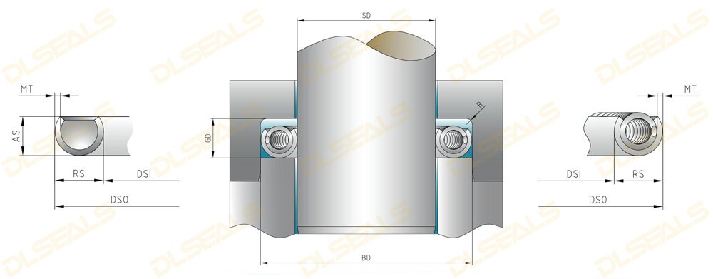 Axial metal C-type sealing ring (C-type upper opening)